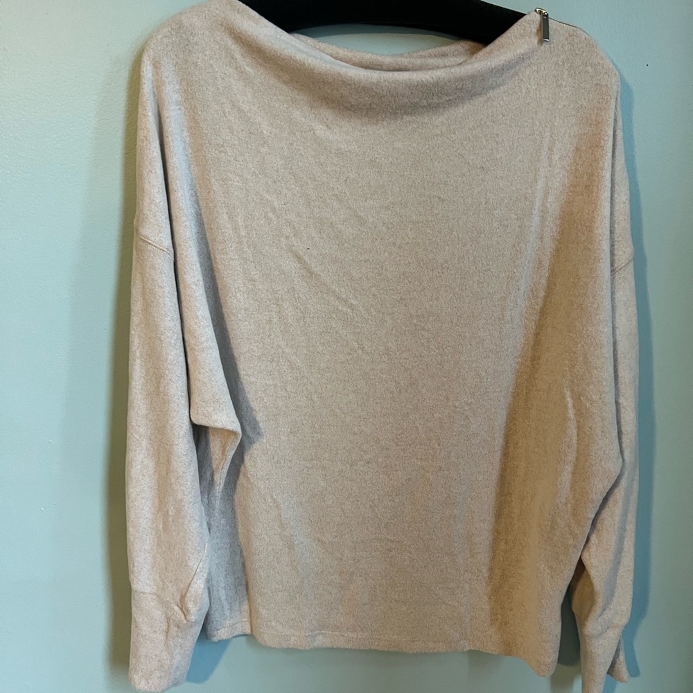 Gilli Neutral Beige Cowl-Neck Oversized Sweater
